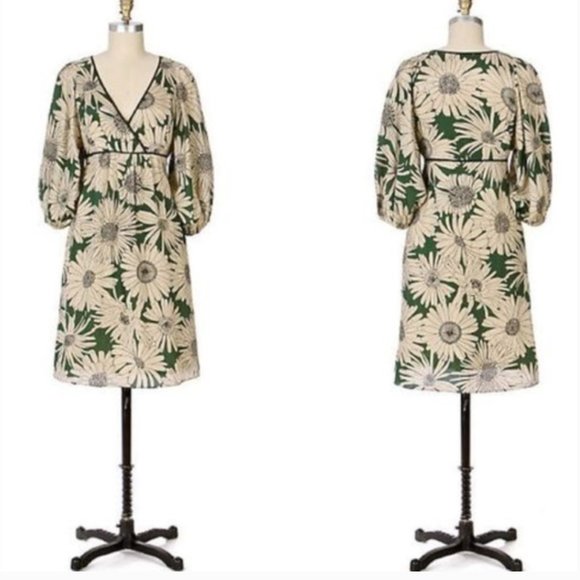 Moulinette Soeurs Dresses & Skirts - Anthropologie Moulinette Soeurs Dandy Daisy Midi Dress 6 Green/Ivory